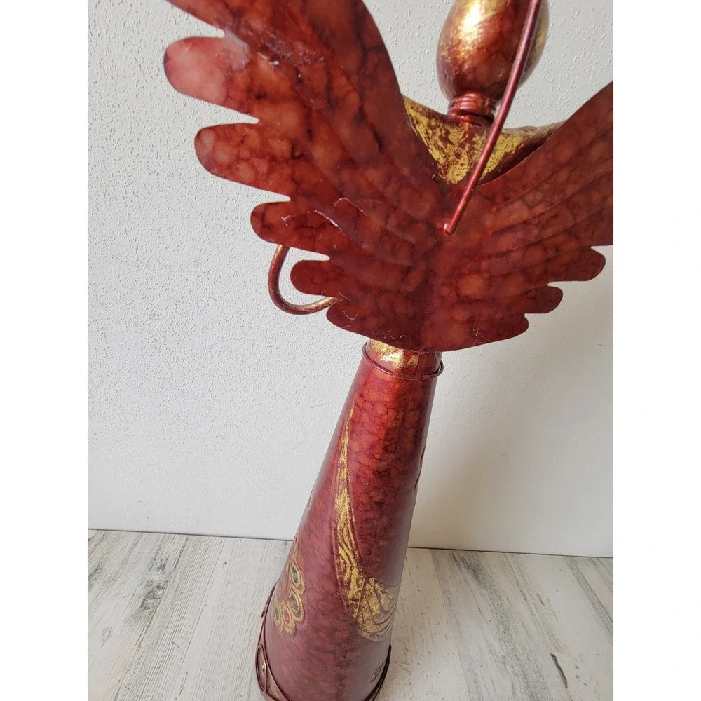 Pier 1 praying angel metal cherub red Xmas religious home decor figure